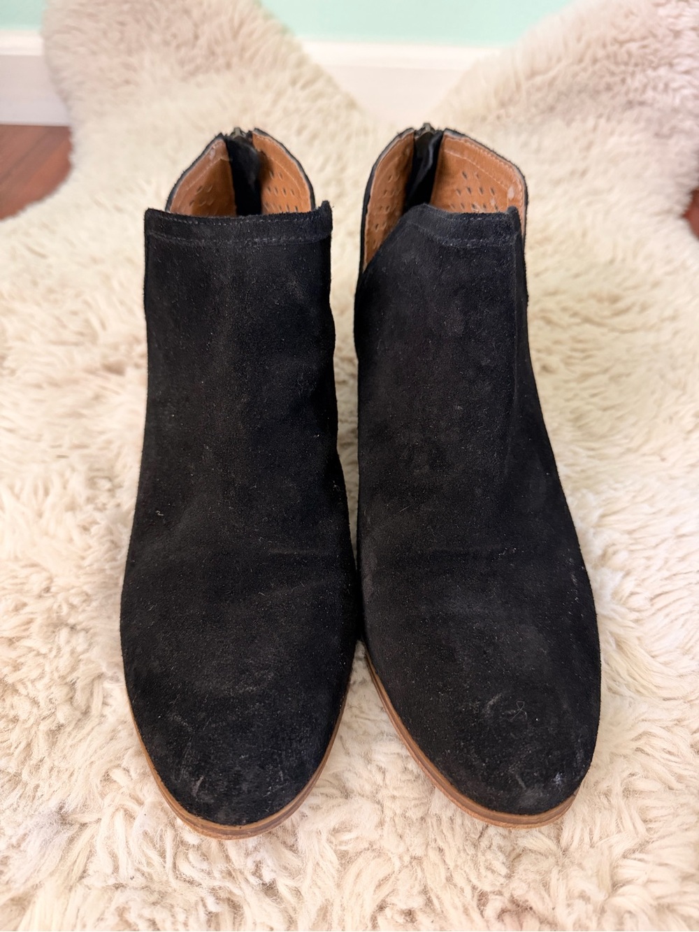 Susina Black Suede Ankle Booties
